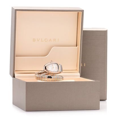 Bulgari Stainless Steel 18K Rose Gold Diamond Bezel 35mm Serpenti Tubogas Quartz Watch 5 of 5