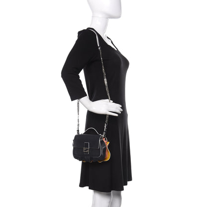 Fendi Vitello Dolce Waves Tri-Color Micro Double Baguette Blue Notte Chantilly 2 of 12