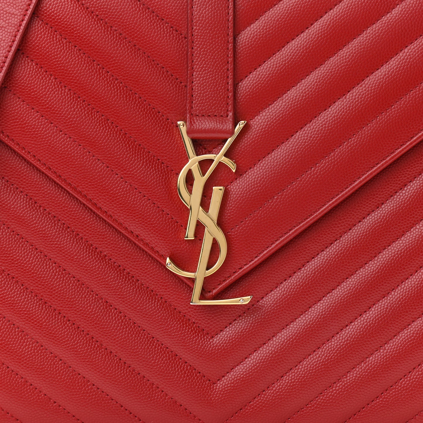 Grain De Poudre Matelasse Chevron Large Monogram Satchel Lipstick Red