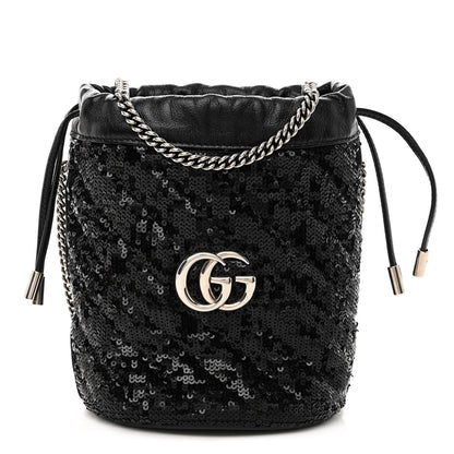 Gucci Sequin Mini GG Marmont 2.0 Bucket Bag Black 1 of 9