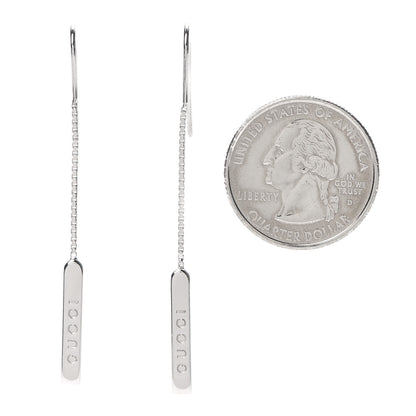 Gucci 18K White Gold Bar Drop Earrings 2 of 5