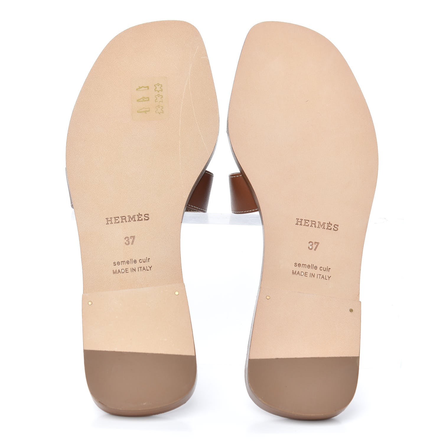 Hermes Box Calfskin Oran Sandals 37 Gold 6 of 11