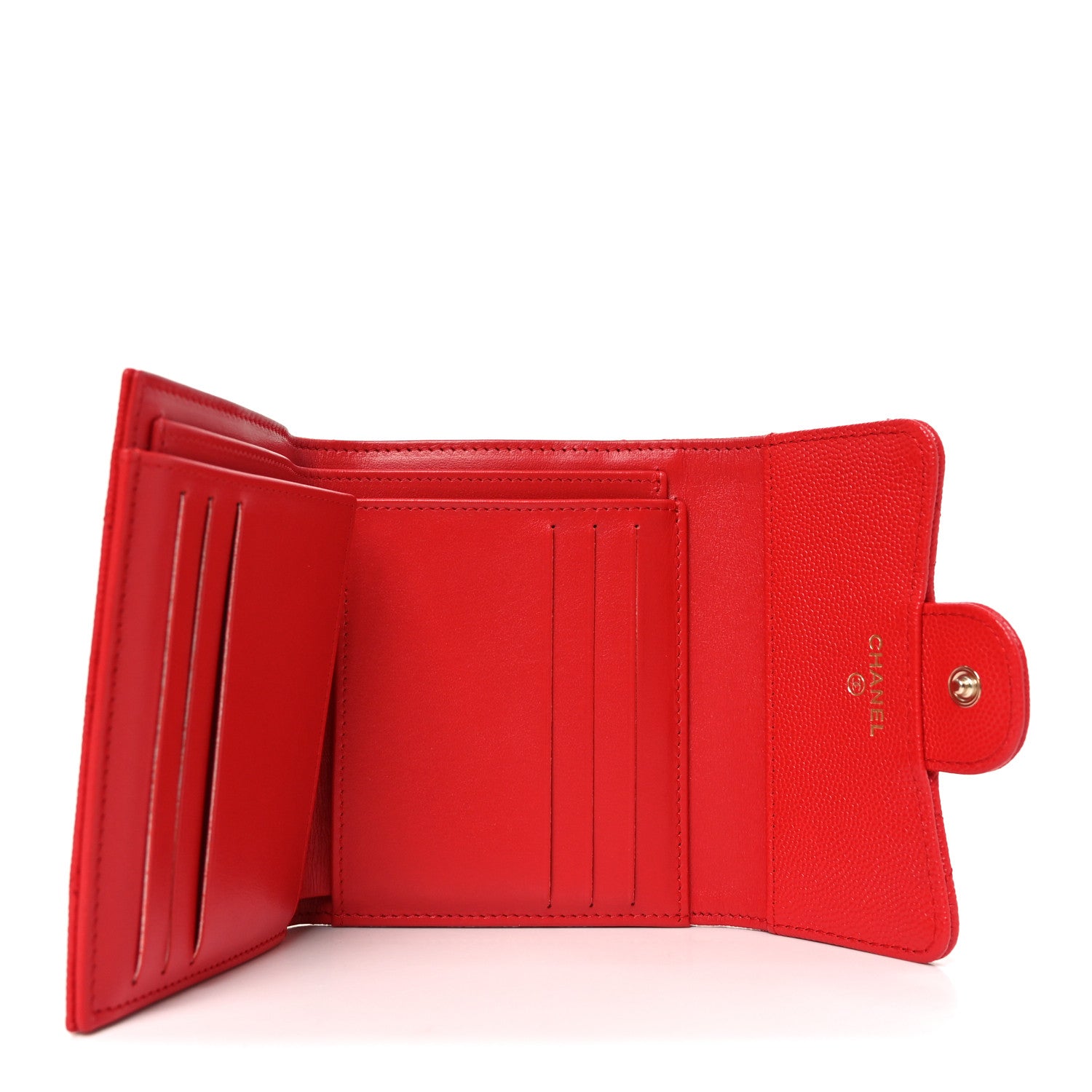 Chanel Caviar Quilted Compact Flap Wallet Red 5 of 9
