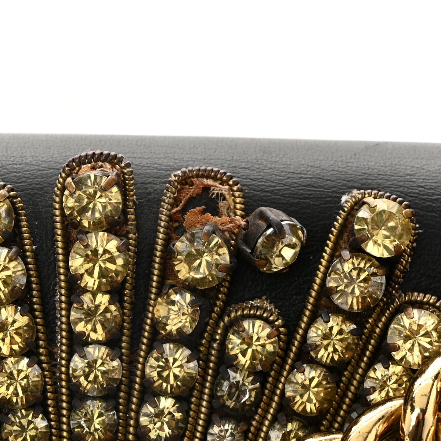 Calfskin Strawberry Embroidered Small Padlock Shoulder Bag Black