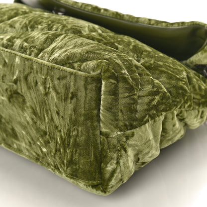 Saint Laurent Crushed Velvet Quilted Small Loulou Puffer Monogram Chain Satchel Green 8 of 8