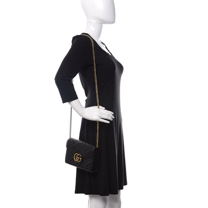 Gucci Calfskin Matelasse GG Marmont Chain Wallet Black 2 of 10