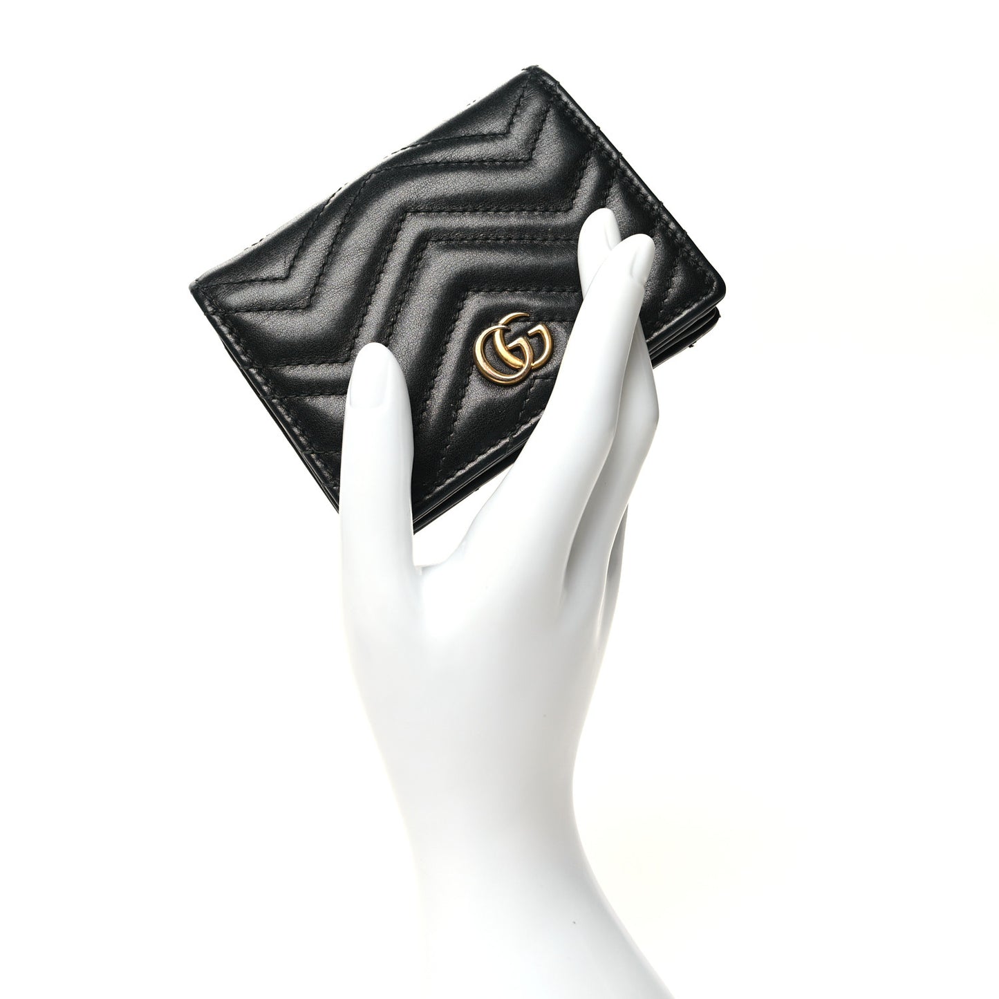 Calfskin Matelasse GG Marmont Card Case Black