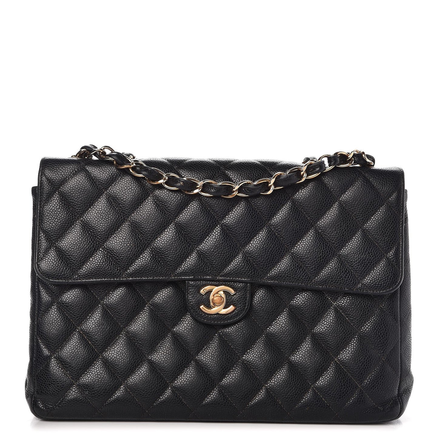 Caviar Quilted Jumbo Single Flap Black
