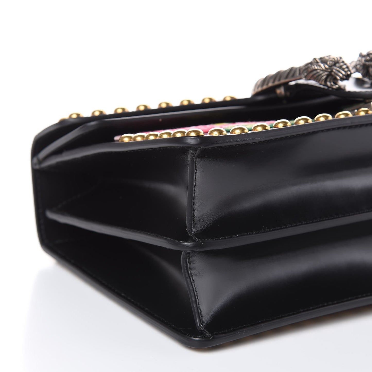Calfskin Floral Embroidered Studded Small Dionysus Shoulder Bag Black