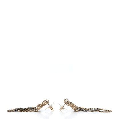 Chanel Crystal Chain CC Drop Earrings Gold 3 of 4