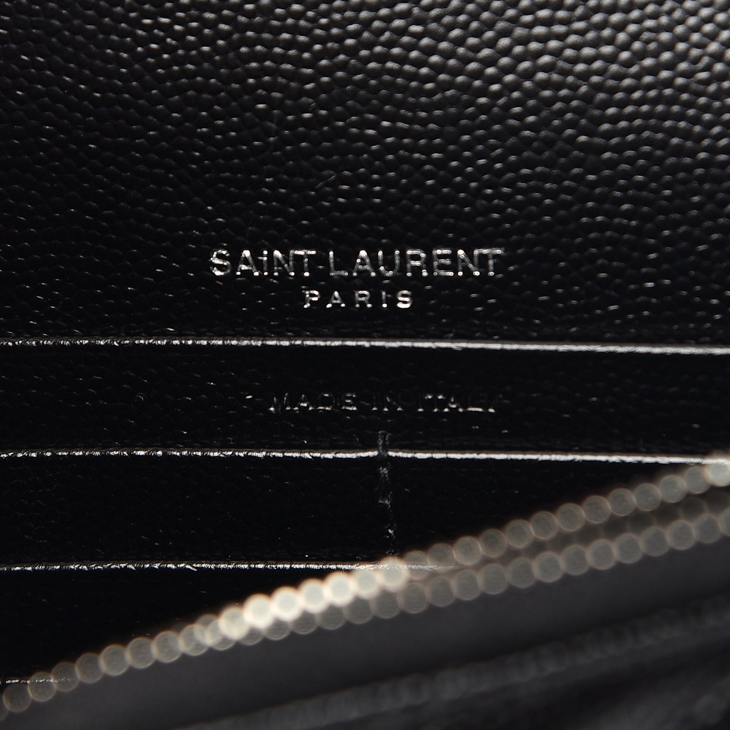 Grain De Poudre Matelasse Chevron Monogram Envelope Chain Wallet Black