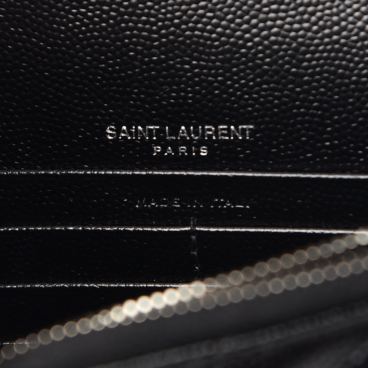 Saint Laurent Grain De Poudre Matelasse Chevron Monogram Envelope Chain Wallet Black 8 of 12