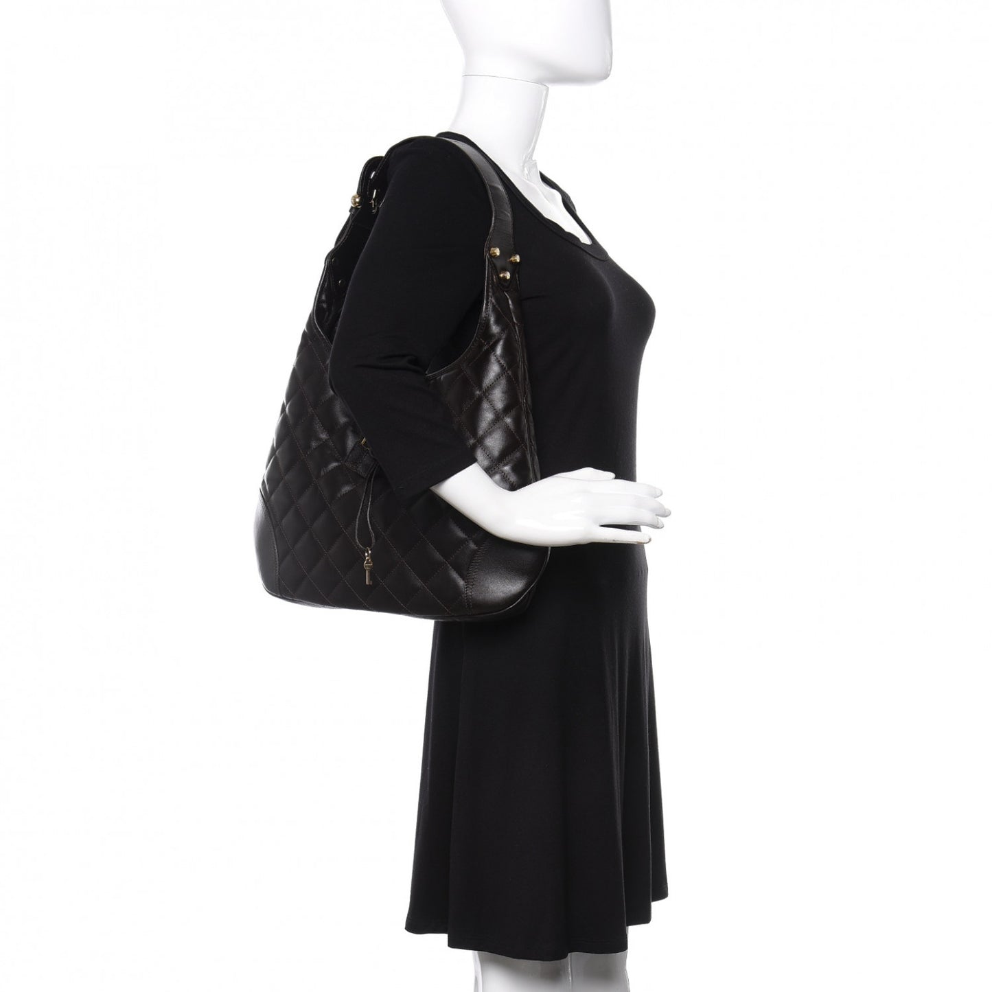 Calfskin Quilted Brook Hobo Dark Brown