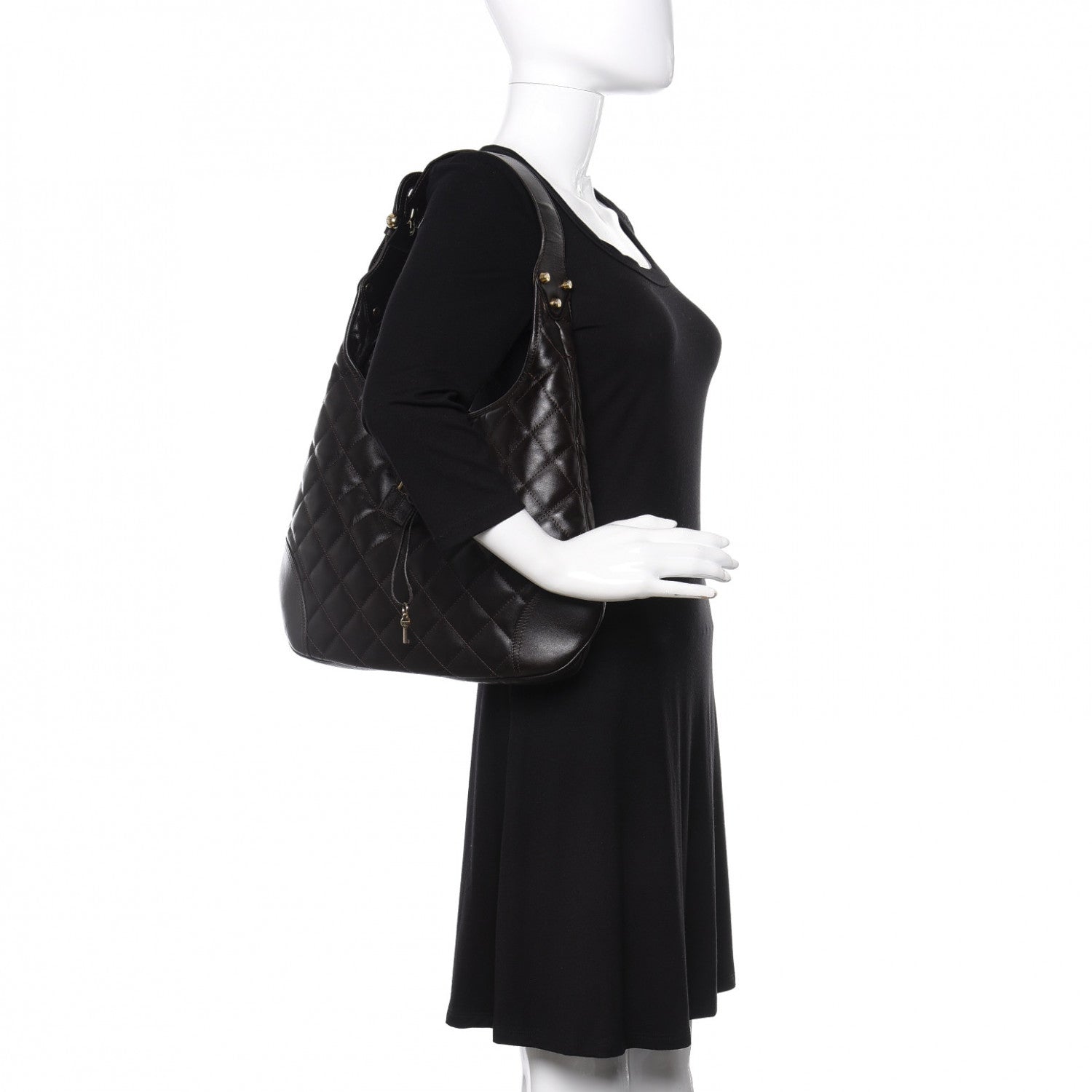 Burberry Calfskin Quilted Brook Hobo Dark Brown 2 of 10