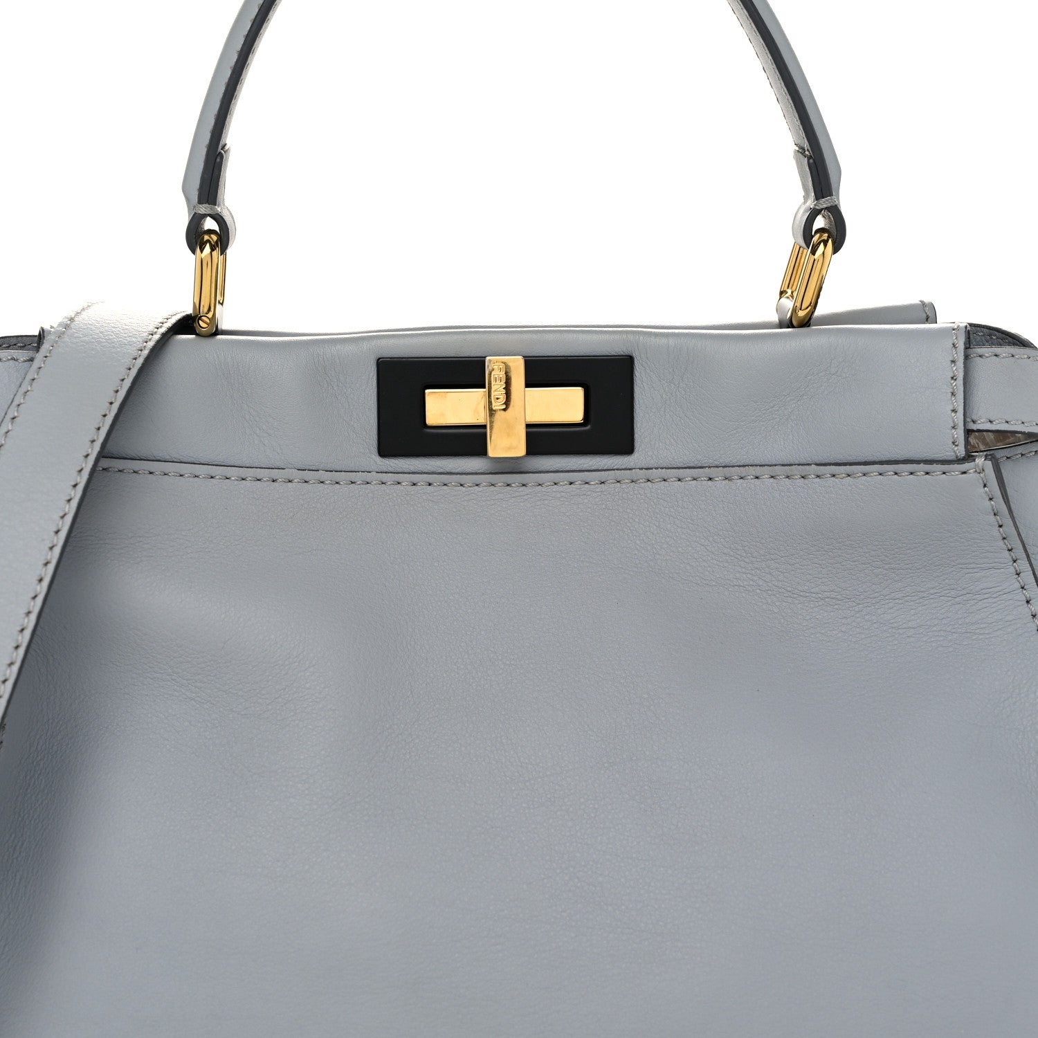 Fendi Vitello Seta Shiny Nappa Medium Peekaboo Iconic Satchel Ardesia Amido 9 of 12