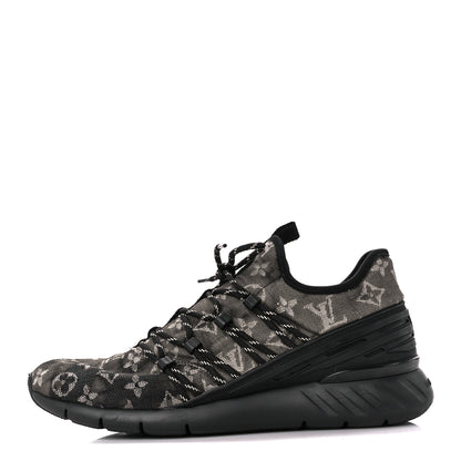 Louis Vuitton Denim Rubber Monogram Tie Dye Mens Fastlane Low Sneakers 9 Black 1 of 10
