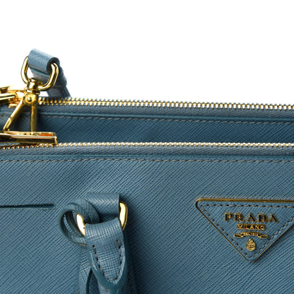 Prada Saffiano Small Galleria Double Zip Tote Aviazione 11 of 14