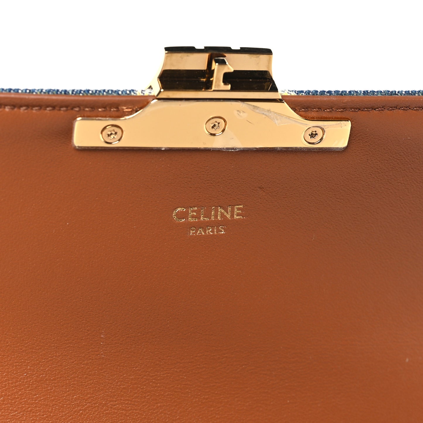 Denim Triomphe Chain Shoulder Bag Navy Tan