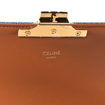 Celine Denim Triomphe Chain Shoulder Bag Navy Tan 6 of 9