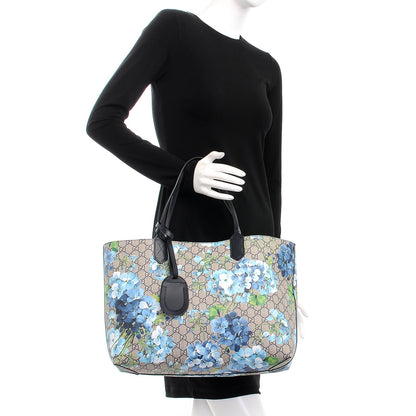 Gucci GG Supreme Monogram Blooms Medium Reversible Tote Beige Blue Navy 3 of 12