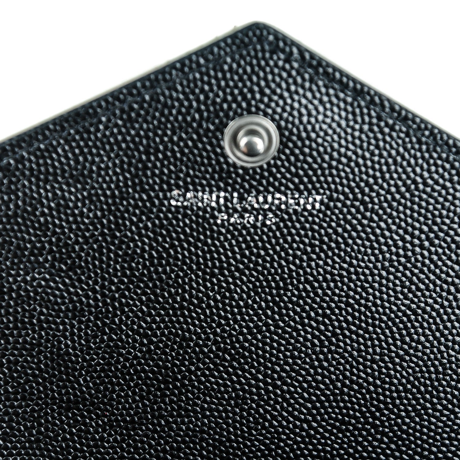 Saint Laurent Bi-Color Grain De Poudre Matelasse Chevron Monogram Chain Wallet Black White 7 of 8