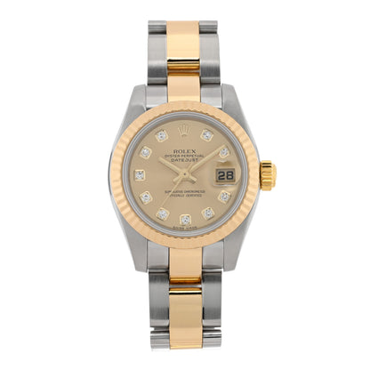 Rolex Stainless Steel 18K Yellow Gold Diamond 26mm Oyster Perpetual Datejust Watch Champagne 179173 1 of 5