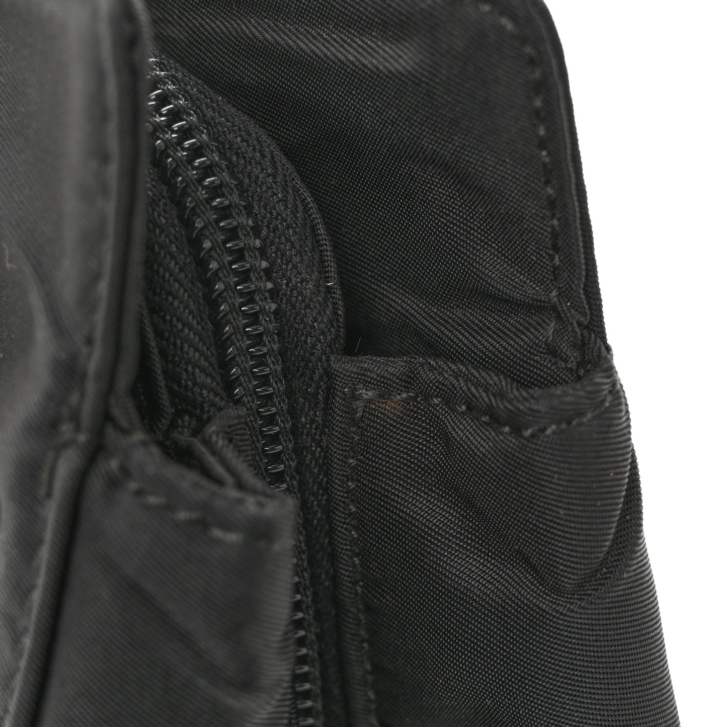 Tessuto Nylon Acciaio Chain Shoulder Bag Black