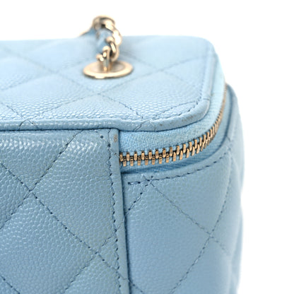 Chanel Caviar Quilted Small Tiny CC Vanity Case With Chain Light Blue 15 of 16