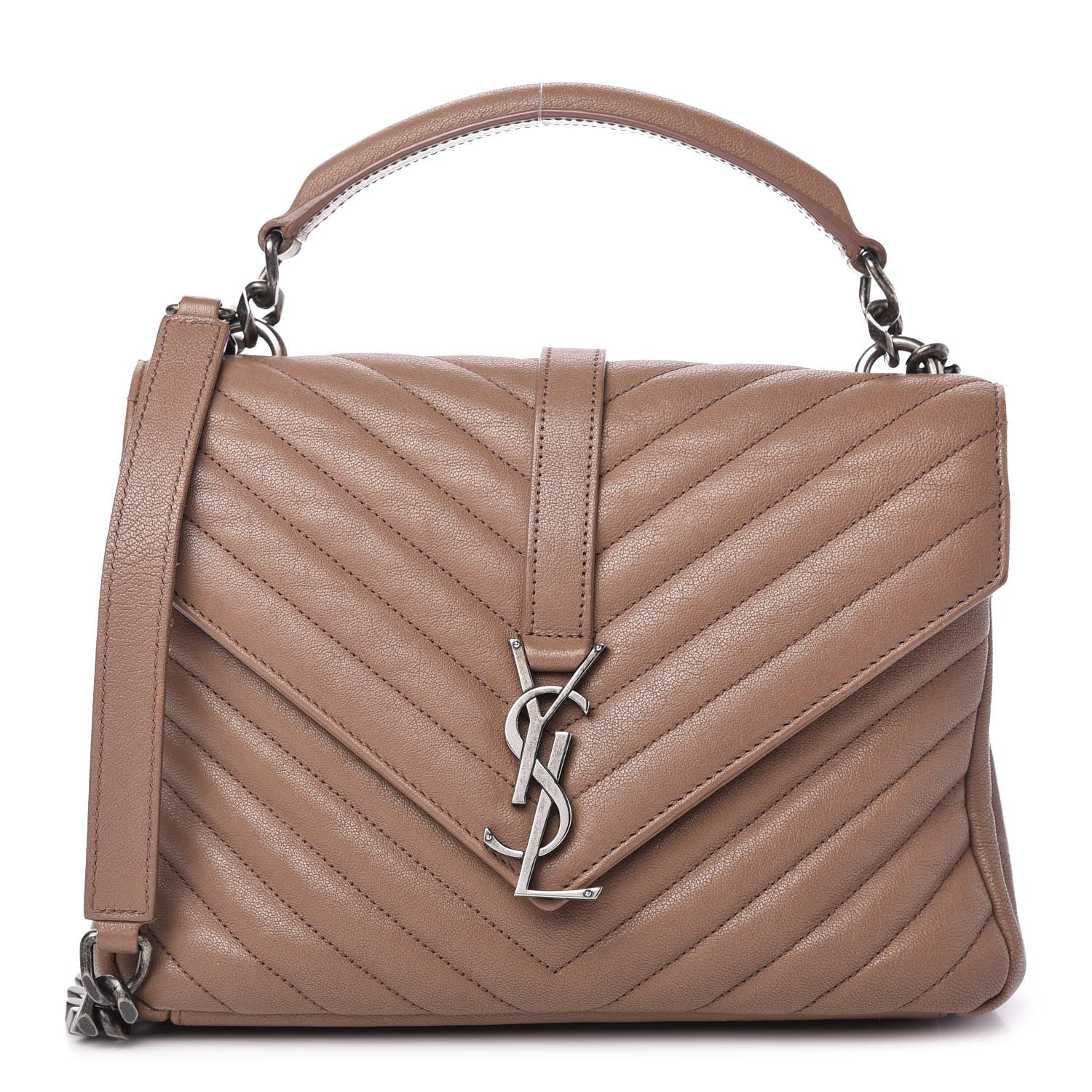 Saint Laurent Sheepskin Matelasse Chevron Monogram Medium College Bag Fard 1 of 10