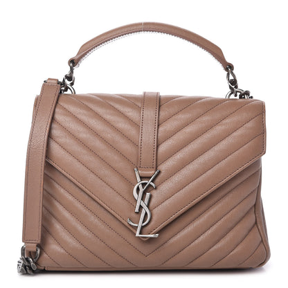 Saint Laurent Sheepskin Matelasse Chevron Monogram Medium College Bag Fard 1 of 10