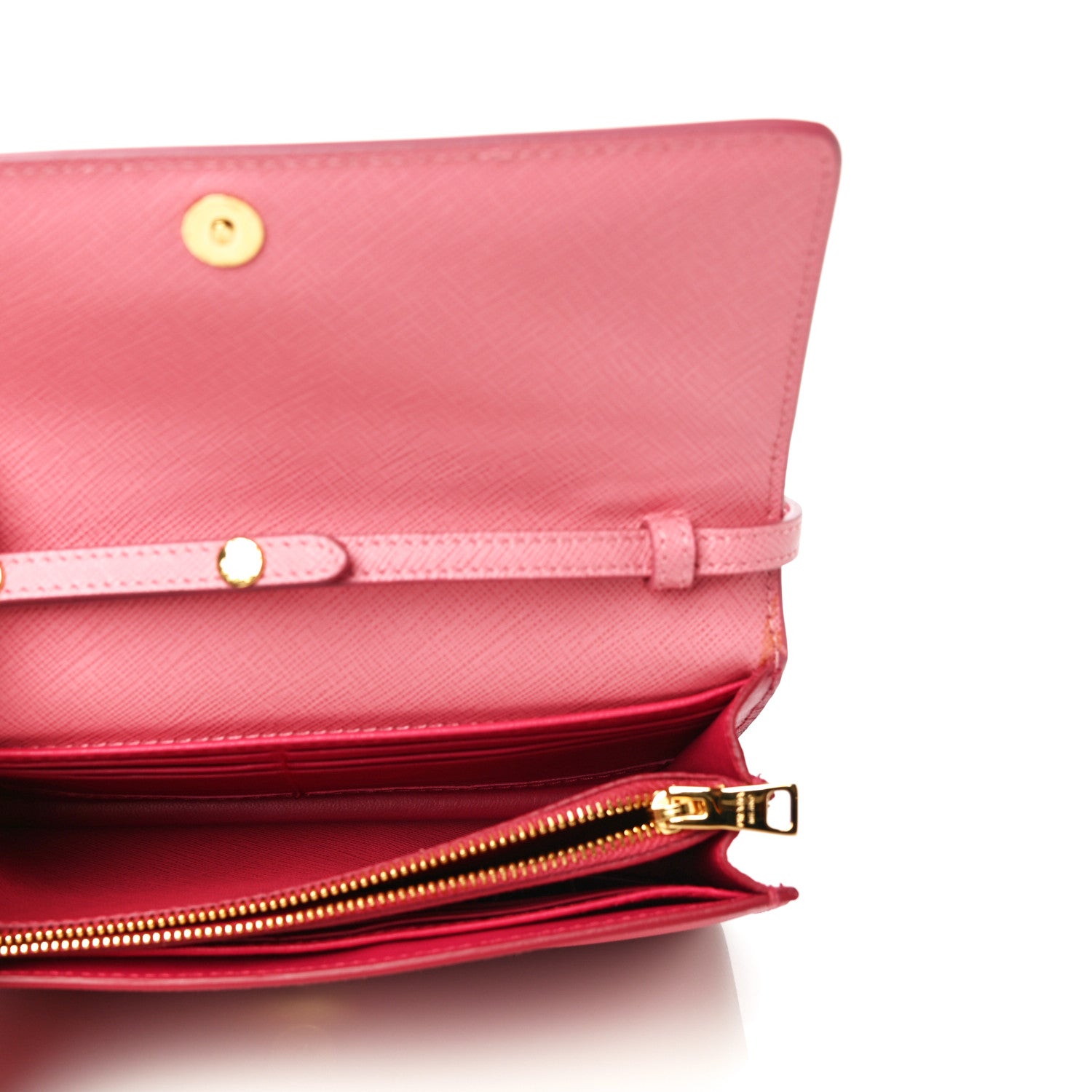 Prada Saffiano Lux Metal Flap Wallet with Strap Peonia Geranio 5 of 10