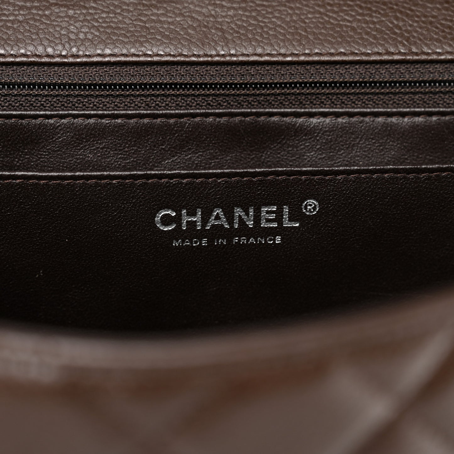 Caviar Quilted Maxi Single Flap Dark Brown