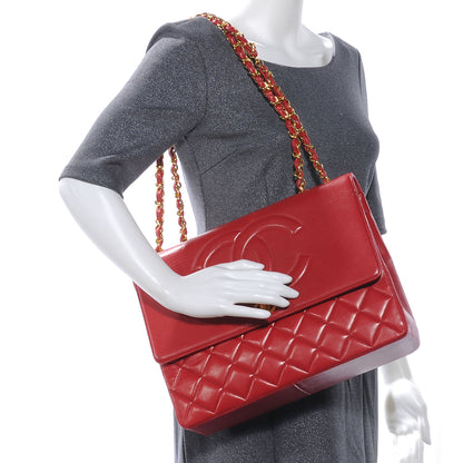 Chanel Lambskin Vintage Jumbo CC Flap Red 2 of 8