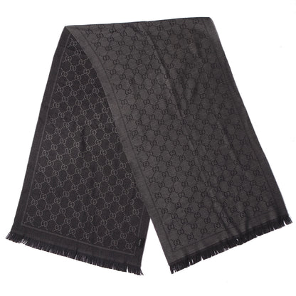 Gucci Wool Monogram Fringe Scarf Anthracite Black 3 of 6