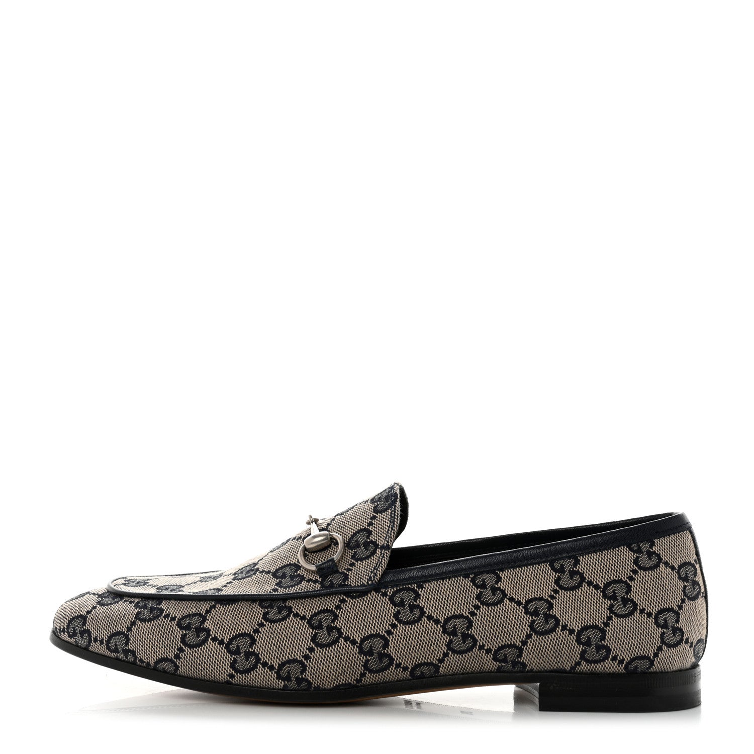 Gucci Monogram Malaga Kid Horsebit Womens Jordaan Loafers 39 Beige Blue 1 of 8