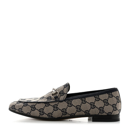 Gucci Monogram Malaga Kid Horsebit Womens Jordaan Loafers 39 Beige Blue 1 of 8