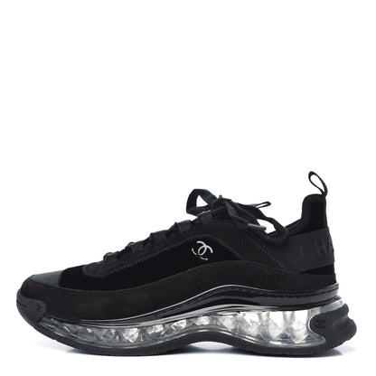 Chanel Suede Calfskin Velvet Grosgrain CC Sneakers 40 Black 1 of 8