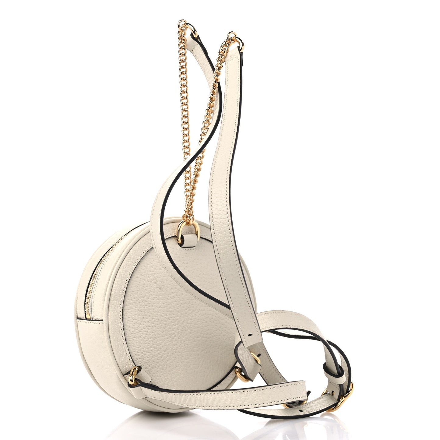 Textured Calfskin Web Mini Ophidia Round Backpack Mystic White