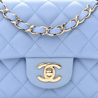 Chanel Lambskin Quilted Mini Rectangular Flap Light Blue 8 of 11