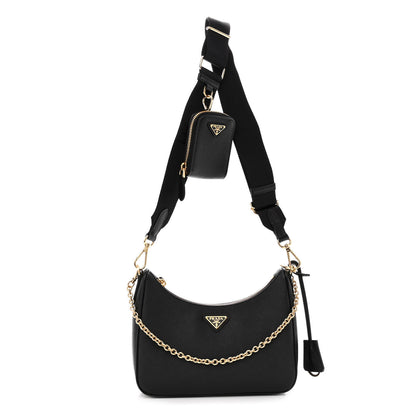 Prada Saffiano Lux Re-Edition 2005 Shoulder Bag Black 1 of 9