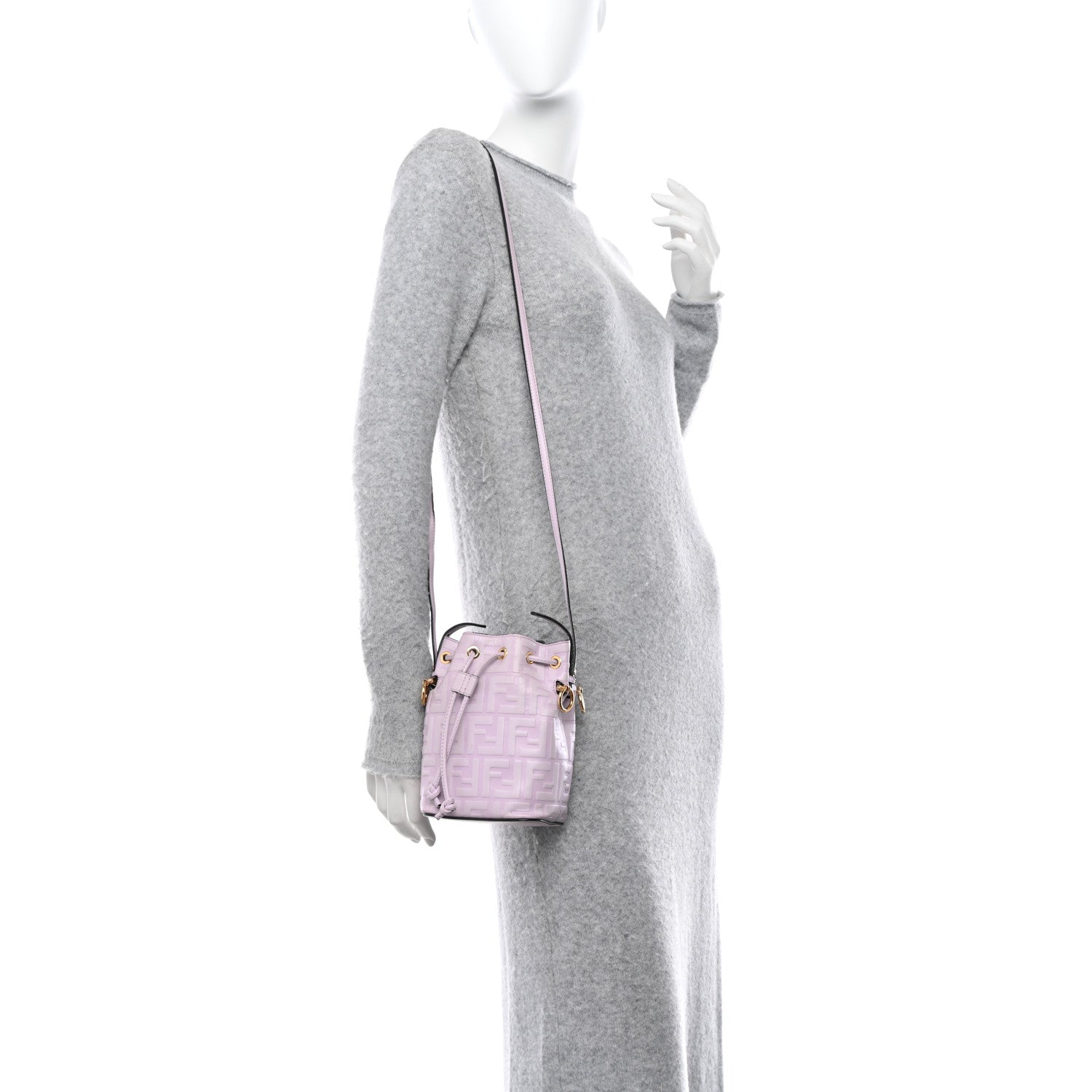 Fendi Vitello Termosport F is Fendi FF 1974 Embossed Mini Mon Tresor Bucket Bag Anemone 2 of 11