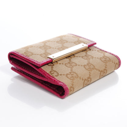 Gucci Monogram Metal Bar French Flap Wallet Pink 4 of 9