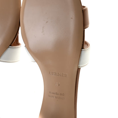 Hermes Calfskin Oasis Sandals 41 Gold White 10 of 11