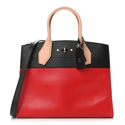 Louis Vuitton Calfskin City Steamer MM Rouge Black 1 of 10