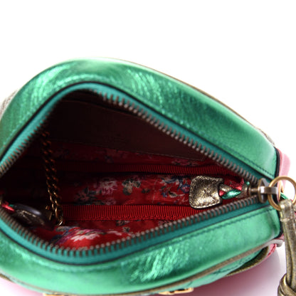 Gucci Laminated Nappa Trapuntata Mini Zumi Dome Shoulder Bag Rosso Jasmine Green Rame 5 of 13