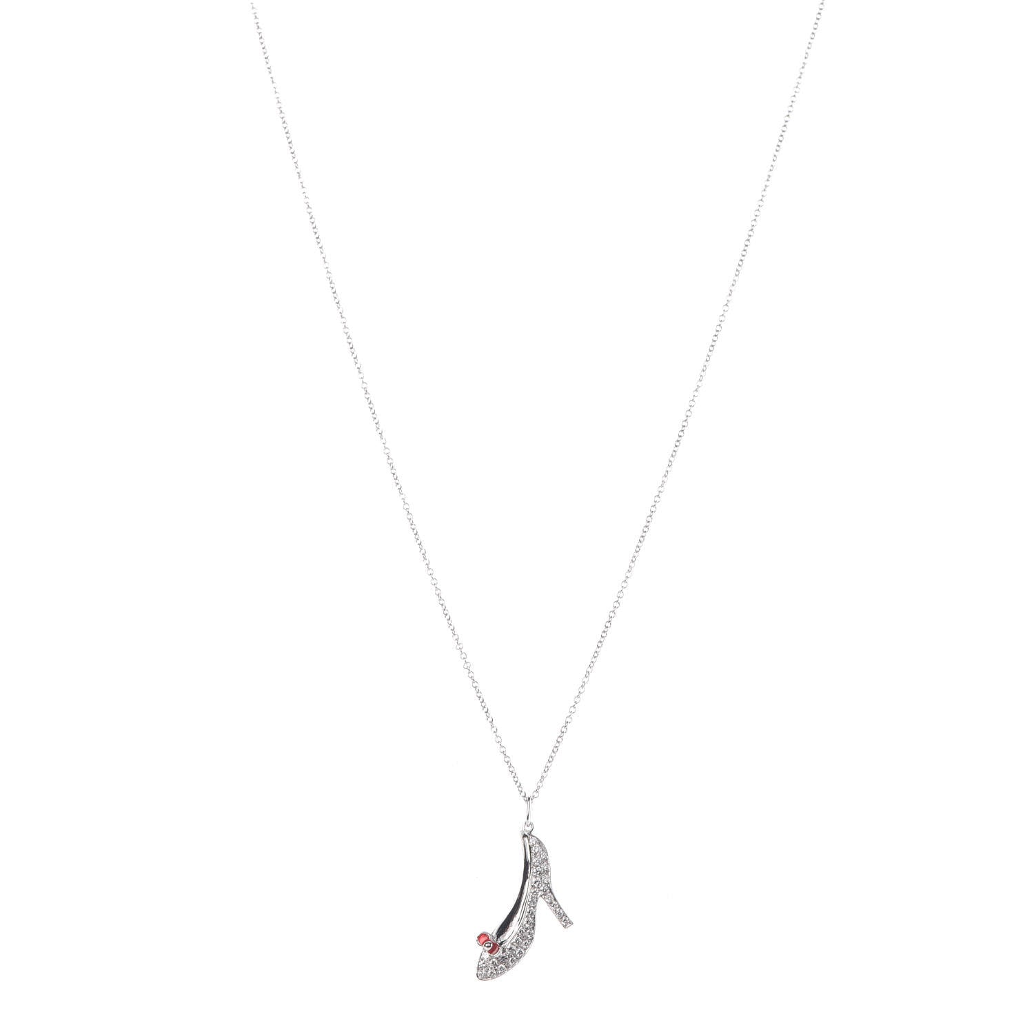 Tiffany Platinum Diamond High Heel Stiletto Shoe Pendant Necklace 1 of 8