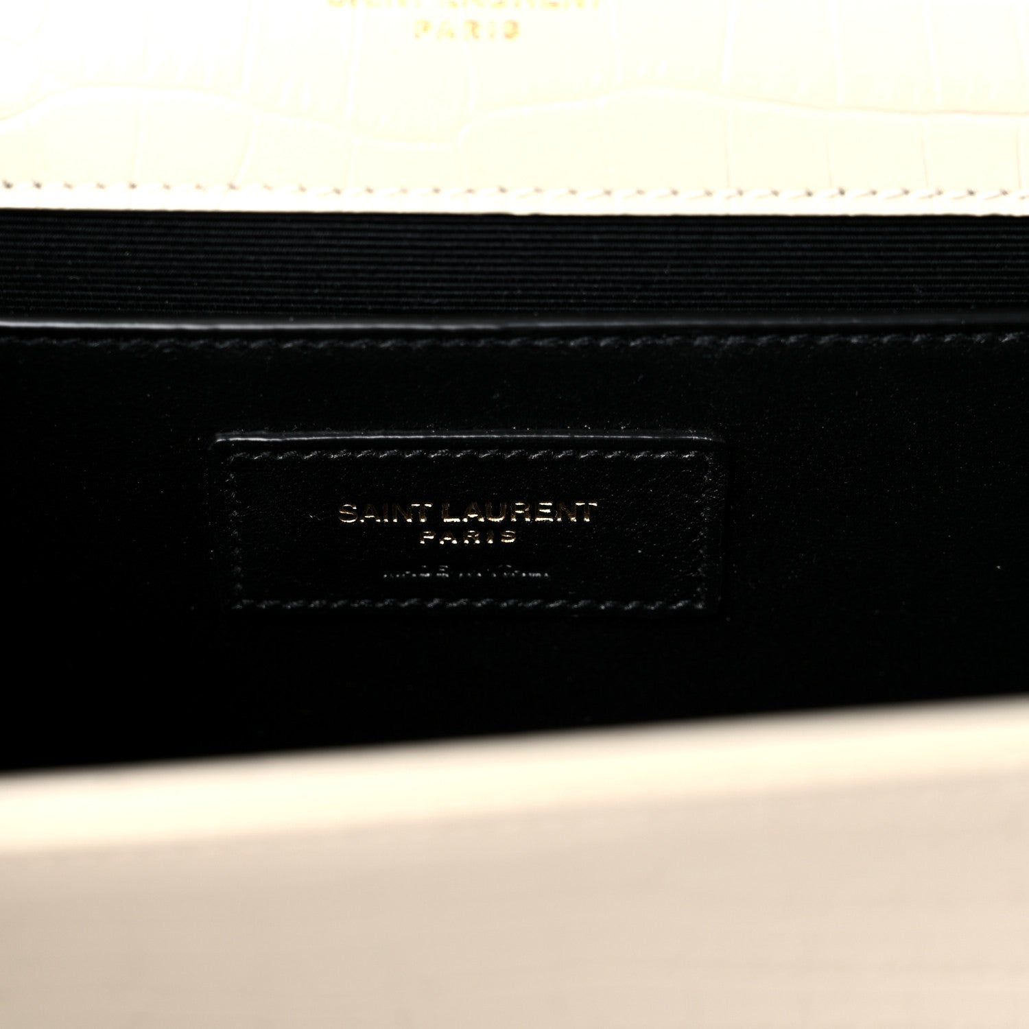 Saint Laurent Calfskin Crocodile Embossed Medium Classic Monogram Kate Tassel Satchel Crema Soft 6 of 8