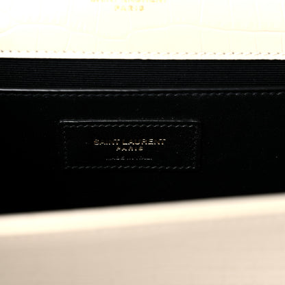 Saint Laurent Calfskin Crocodile Embossed Medium Classic Monogram Kate Tassel Satchel Crema Soft 6 of 8