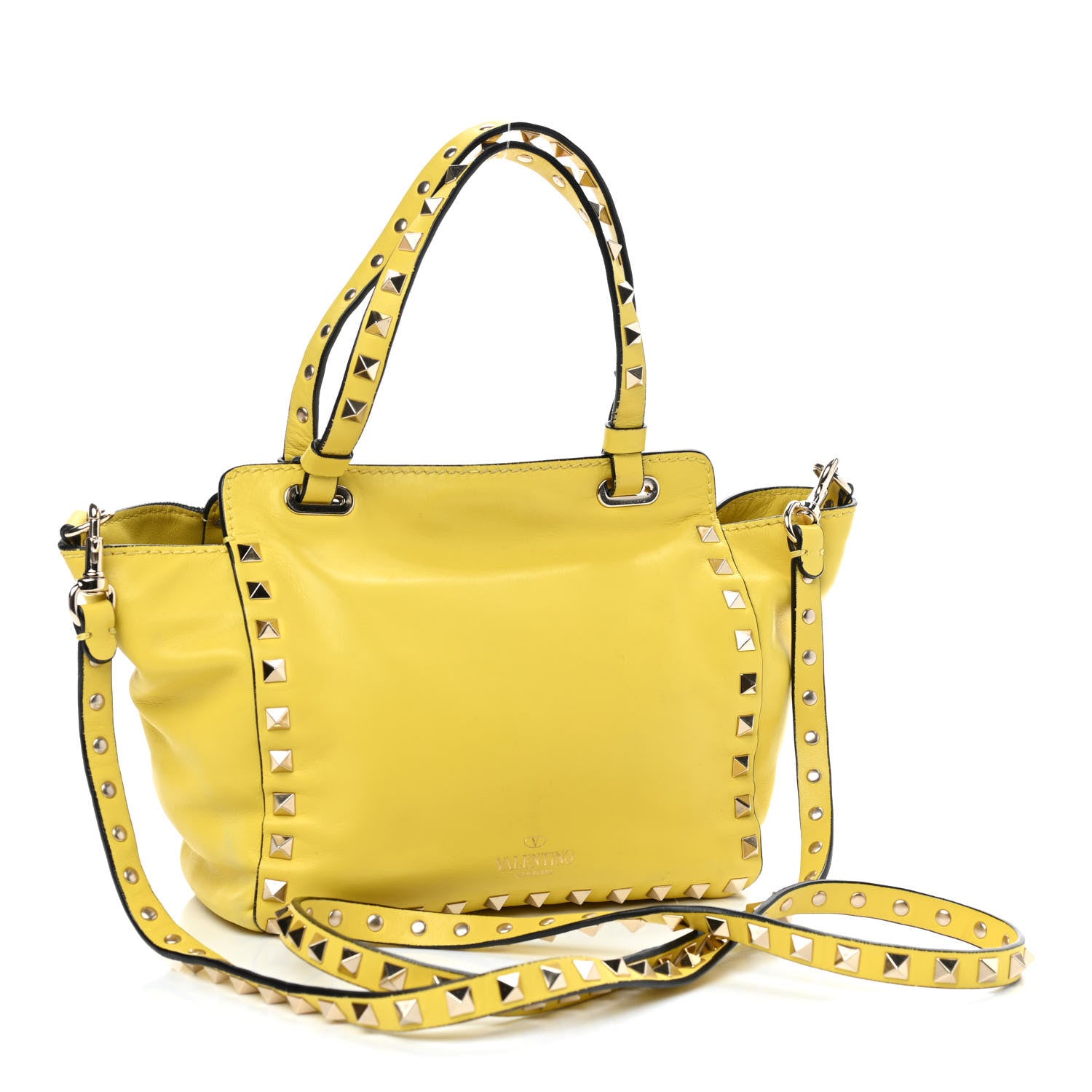 Valentino Garavani Vitello Mini Rockstud Tote Water Yellow 3 of 13