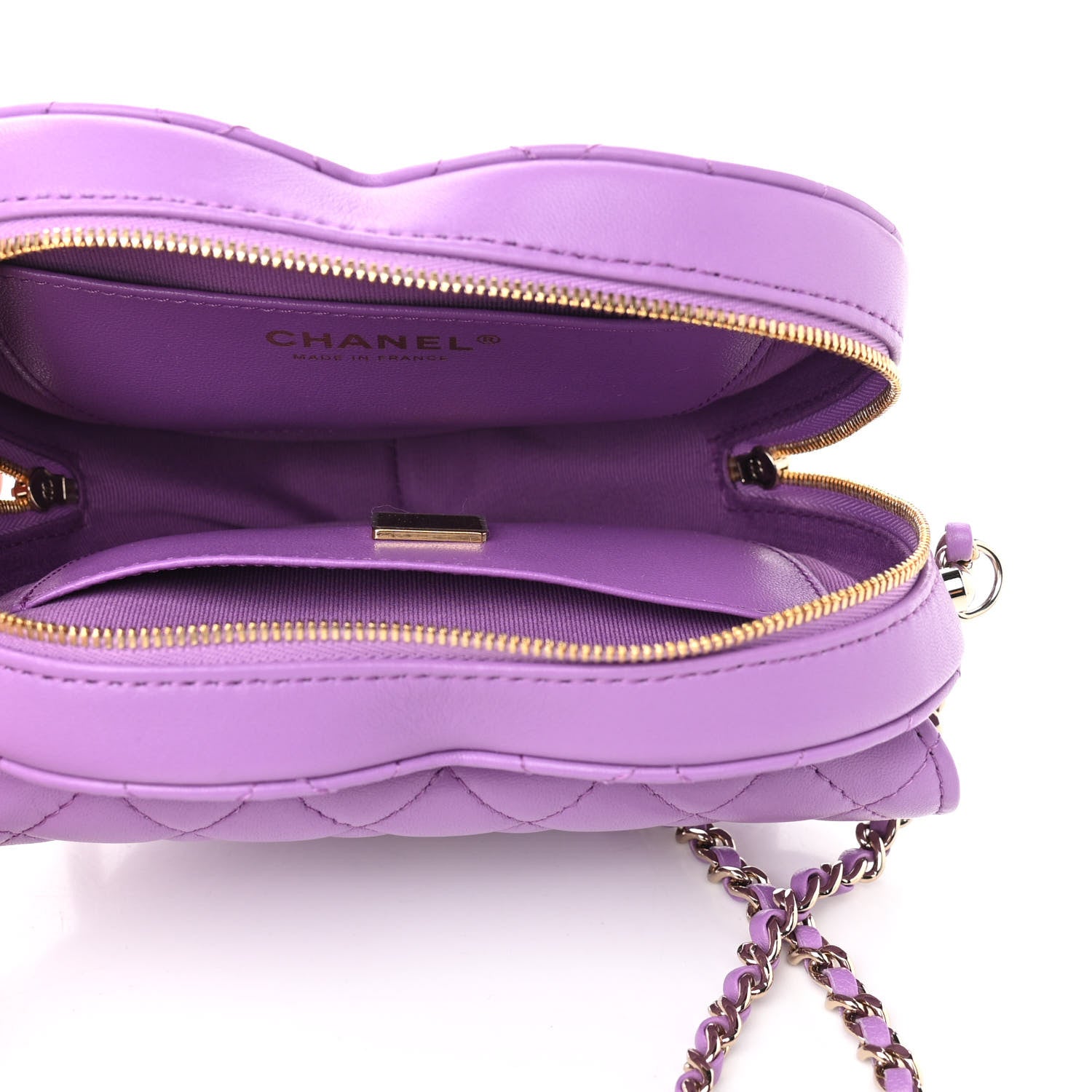 Chanel Lambskin Quilted CC In Love Heart Bag Purple 5 of 11
